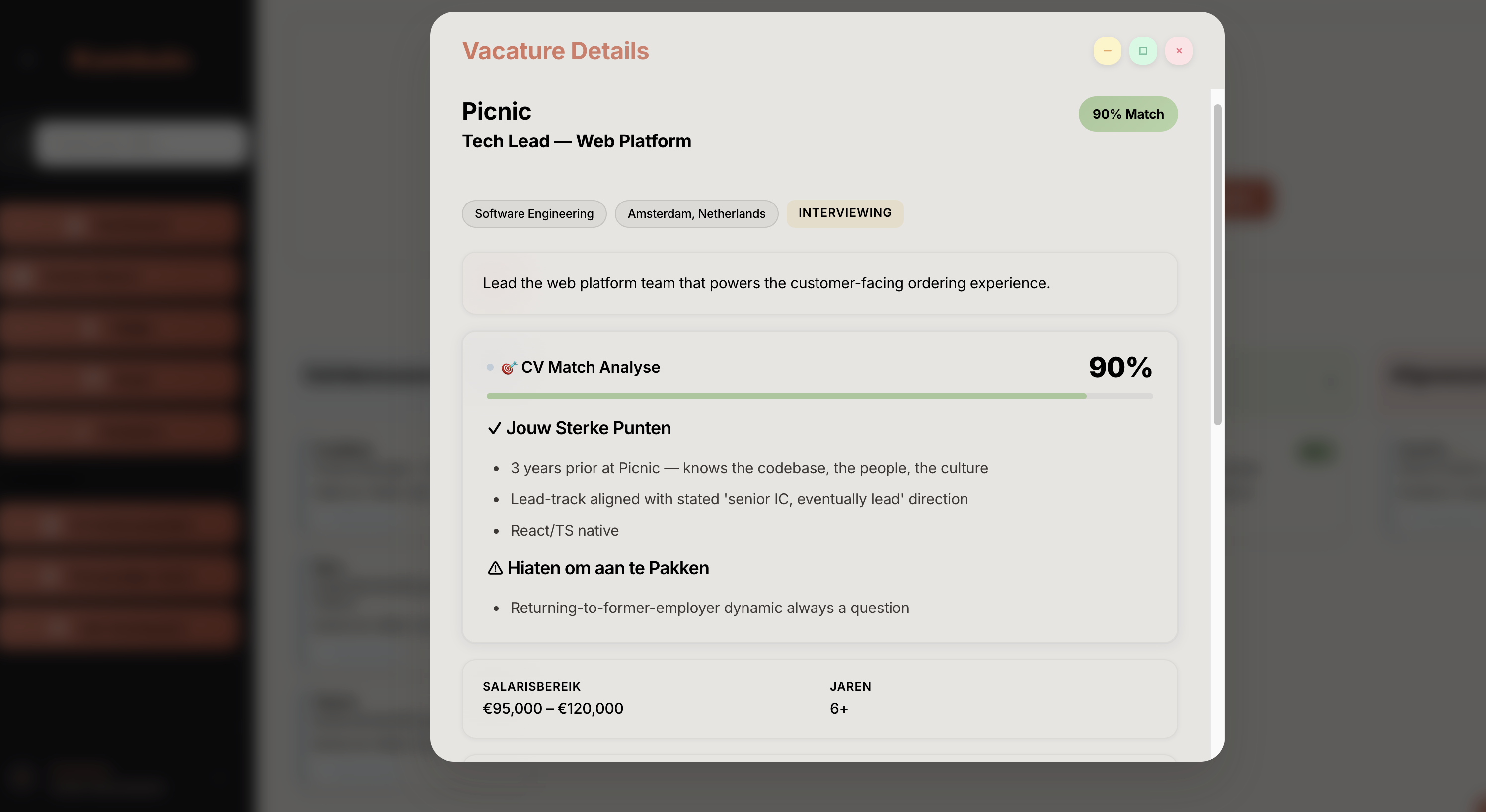 Kambulo job detail with AI match score
